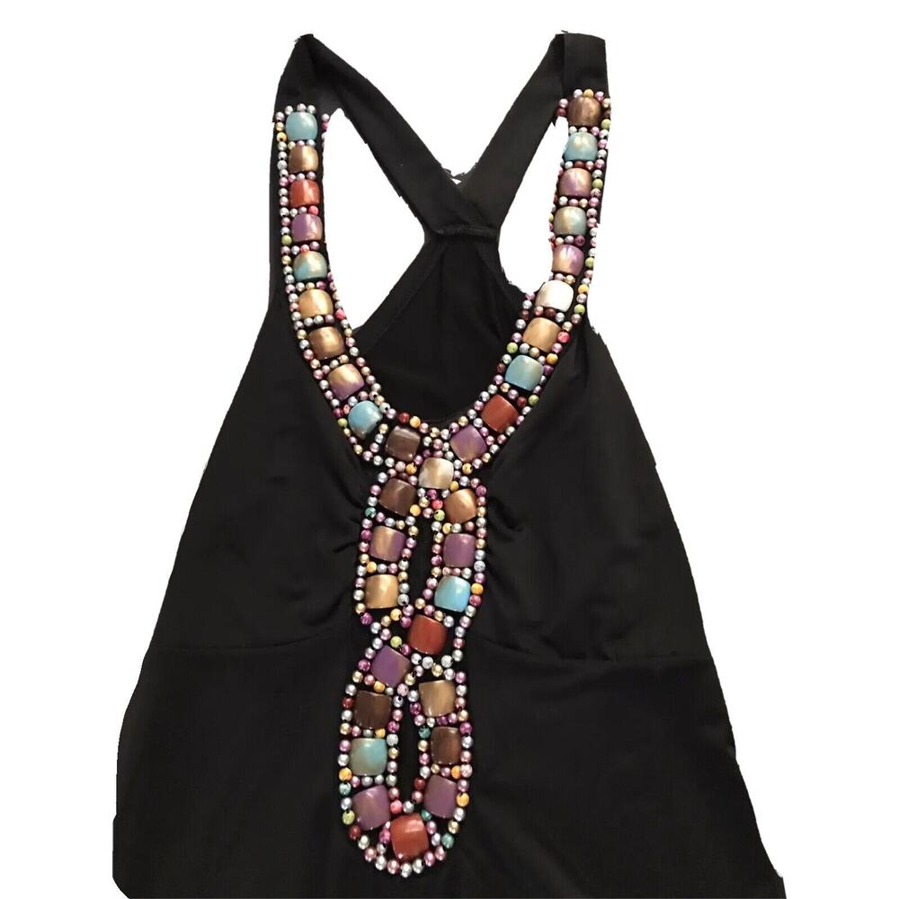 Little Black Dress Womens S Jeweled Plunging Neckline VTG Derek Heart Stretch